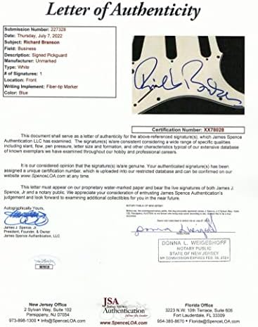 Ричард Бренсон потпиша автограм со целосна големина Црна фендер Стратокастер Електрична гитара w/Jamesејмс Спенс Писмо за автентичност
