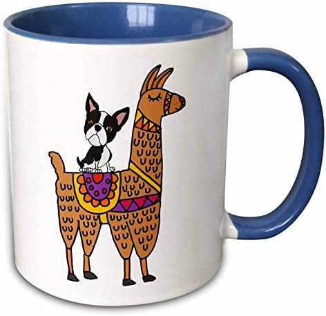 3drose Смешно кул Бостон Териер кучиња Возење лама цртан филм - чаши