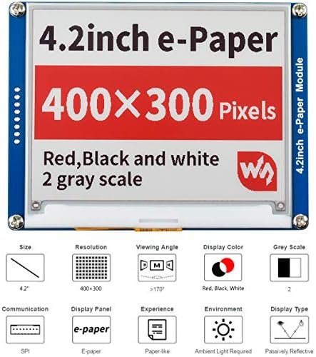 Bicool 4.2inch Модул за прикажување на е-мастила, 400x300 Резолуција црвена црна бела бела боја со екранот со е-хартија за е-хартија SPI интерфејс