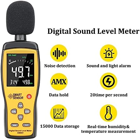 BBSJ Дигитален звук на бучава Ниво на мерач на мерач на децибел Аудио тестер 30 ~ 130 DBA боја LCD дисплеј автомобилски микрофон DB метар