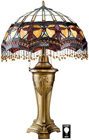Дизајн Тоскано Викторијански салон Тифани во стилот на стакло, ламба за стакло, целосна боја