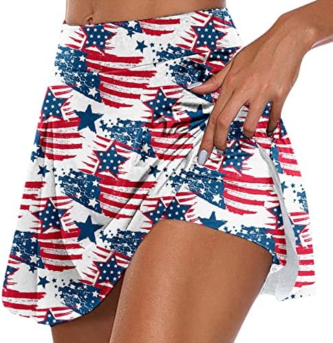 4 -ти јули во САД со знаме на знамето Скартс здолништа со шорцеви за жени со високи половини, плетени проточни голф -голф 2