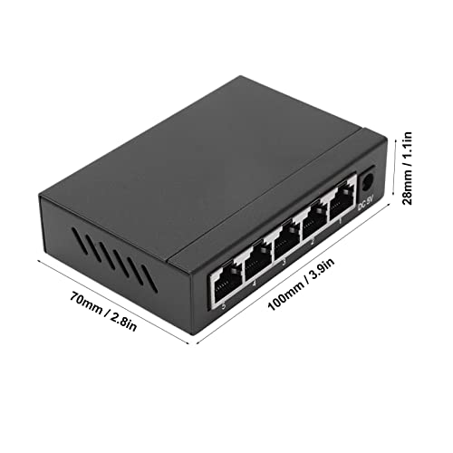 FtVogue Ethernet Не управуван десктоп прекинувач, 5 порти Етернет Сплитер САД Приклучок 100240V алуминиумска легура за домашна