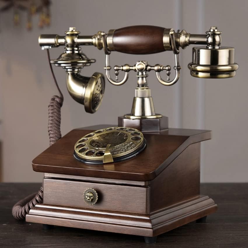 N/A Retro Rotary Telefore со електронски ринг -тон, 1 фиока, класичен стил за бирање телефон за декорација на домови и канцеларии