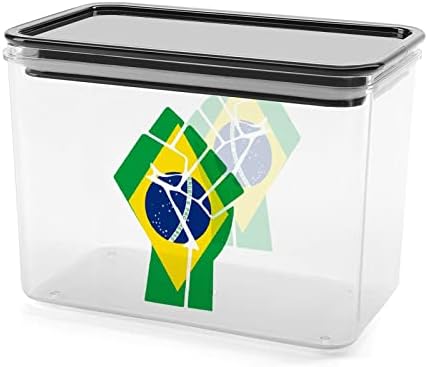 Бразилското Знаме Се Спротивстави На Пластична Кутија За Складирање Контејнери За Складирање Храна Со Капаци Оризова Тегла Запечатена Кофа За Организација На Куј