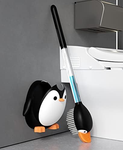 Пингвин Силиконски Тоалет четки &засилувач; Носители-Автоматски Тоалет Четка За Бања Ѕид Тоалет Четка Со Почиста Во Рачка Лесно