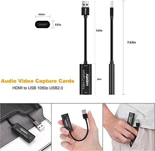 Аудио картички за снимање видео HDMI до USB 1080p USB2.0, рекордер преку DSLR Camcorder Action CAM, рекордер за живо во живо, рекорд, игри,