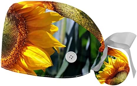 2 парчиња сончоглед цвет лето жолт цвет капаче со копчиња и вратоврска за ленти за жени