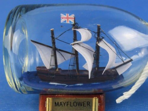 Хемптон Наутички брод Мејфлаур во стаклено шише, 5 кафеава