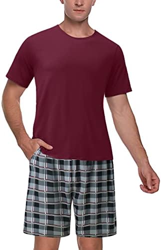 Летни маички кошули за мажи машка модна обична тркалезна врата цврста боја кратка ракав карирана машка тенок фит матура