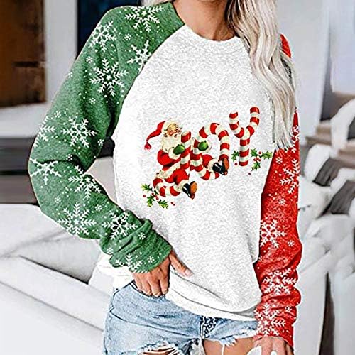 Коваки Среќен Божиќна худи за жени пуловер плус големина обичен божиќен печатен качулка врвови на врвови