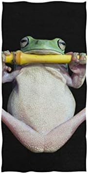 Алаза Микрофибер салата за салата Дамбам гимнастичка жаба Смешна, брза сушење спортска фитнес потта за миење на лицето 15 x 30 инчи