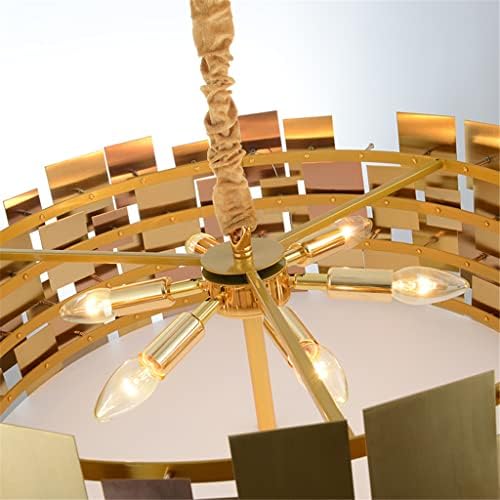SQJDM златен не'рѓосувачки челик приврзок за ламба за живеење на просторијата за живеење едноставно метално виси осветлување