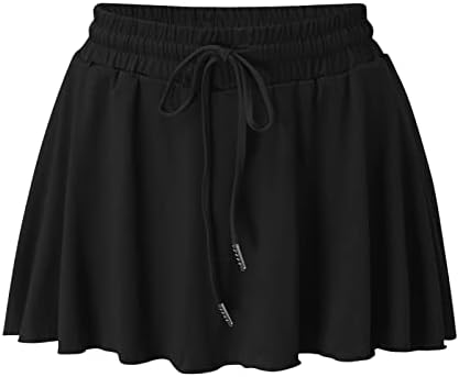 Убст женски атлетски тениски здолништа со џебови 13in Ruffle Golf Running Truickult Ice Silk Flowy Skorts со спортски шорцеви