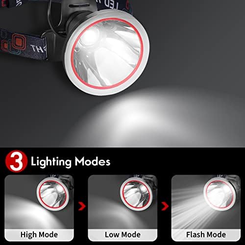 Vanvale High Power LED предводена предност, IPX4 водоотпорна глава светло со полнач, супер долготрајна ловечка ламба за трчање, риболов,
