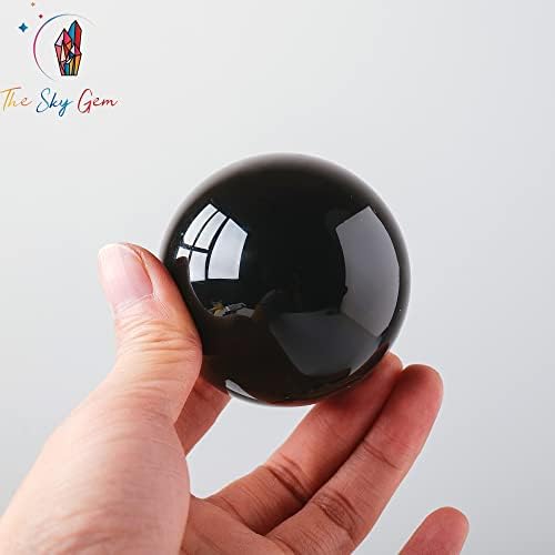 Природна опсидијанска сфера без штанд - Обсидијанска топка од скапоцен камен - Обсидијан топка - Необјаснета Обсидијанска кристална топка