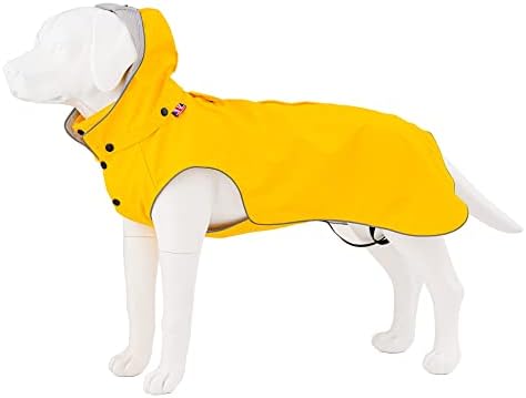 Hugo & Hudson Pet Dog Dog Raincaat - Водоотпорен ветроупорен качулка Релективен Пончо за мали до X -големи кучиња и кутриња - јака