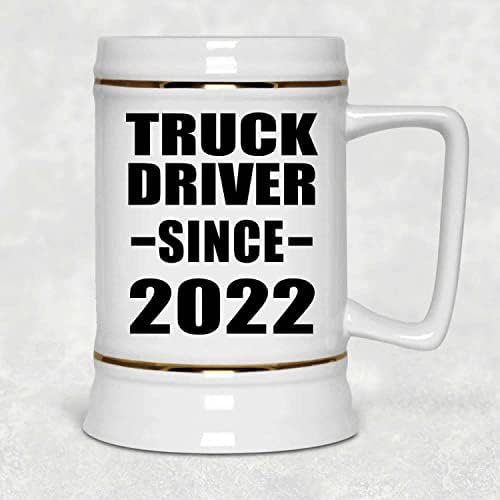 Дизајнирајте Возач На Камион Од 2022 година, 22оз Пиво Штајн Керамички Танкар Кригла Со Рачка За Замрзнувач, Подароци За Роденден Божиќ