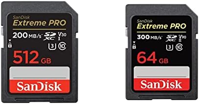 SanDisk 512gb Екстремни ПРО SDXC UHS-I Мемориска Картичка-C10, U3, V30, 4K UHD, SD Картичка &засилувач; 64GB Екстремни ПРО SDXC UHS-II Мемориска