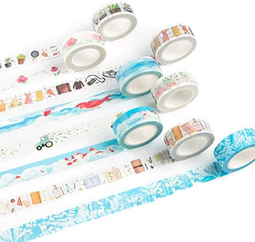 UKD Pulabo Washi Tape, шарена мулти -шема декоративна маскирачка лента за лепило за лепило за занаетчиски подарок за занает убаво