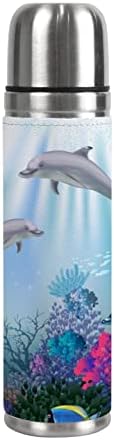 Вантасо шише со вода Изолирано делфин океански морски светски светски водни риби со двојно wallид вакуум колба чаша кригла 500 мл 17