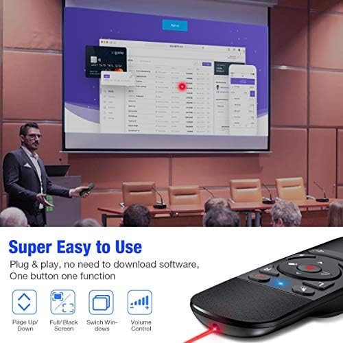 Презентација на кликнете на глувчето на глувчето безжичен презентер USB PowerPoint Clicker, RF 2.4 GHz Презентација далечински управувач за далечински