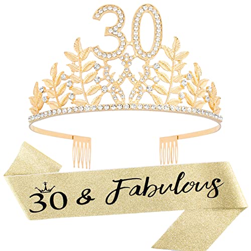 Бахаби 30 -ти роденден Саш и Круна сет на 30 -ти роденденски украси за жени 30 -ти роденденски подароци за нејзиниот роденденски саш
