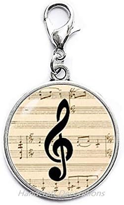 HandcraftDecorations Music Note Zipper Повлечете го Clef Zipper Zipper Pull-Music Jewelry-Treble Clef Jewelry-Music подароци-подарок за музички