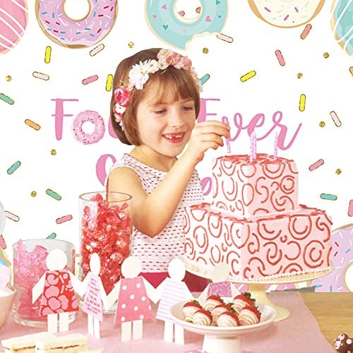 Белима четири некогаш слатка позадина за девојчиња 4 -та роденденска забава украси за крофни принцези Девојче девојче четиригодишно четврти