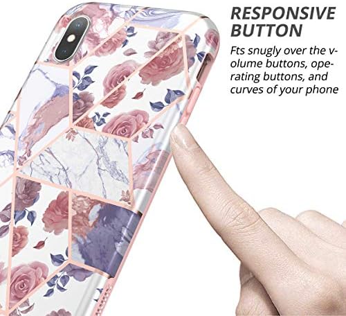 МЕРМЕРЕН МЕРМЕР iPhone Xs Max Случај, [Вграден Заштитник На Екранот] Природен Мермер Заштита На Целото Тело Отпорен На Удари
