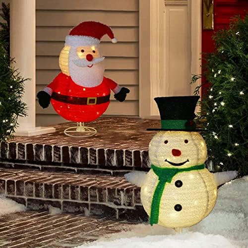 Божиќни украси вантилит, сет од 2 30 '' меки преклопни/поп -божиќен снежен човек и Дедо Мраз Божиќ во затворен простор на отворено