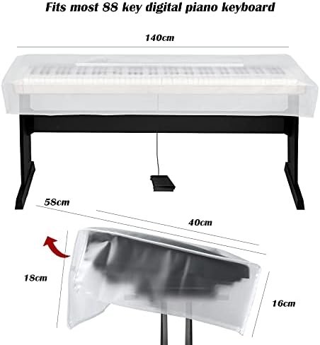 Покривање со прашина од лигики за тастатура за тастатури со 88 клучеви и дигитални пијано, водоотпорни транспарентни капаци на пијано