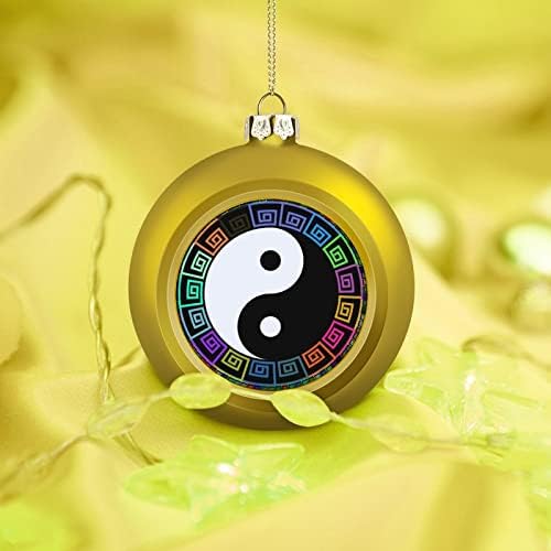 Јин и Јанг Таичи Божиќна топка виси украси Xams Декорација на дрво за забава
