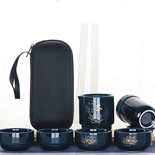 Jydqm Кинески порцелански чај сет преносни чаши за чај за патување со преносни торби со чај чај сет керамичко шише за отворено
