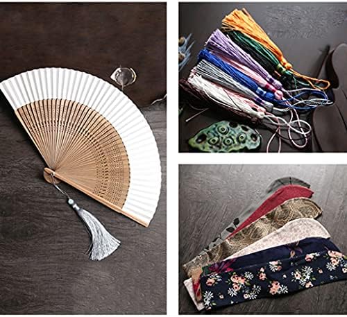 Fansубители на декоративни навивачи за виткање во јапонски стил, двострана вентилатор за хартија со рачка од бамбус ， преносни рачни вентилатори за вентилатор за по
