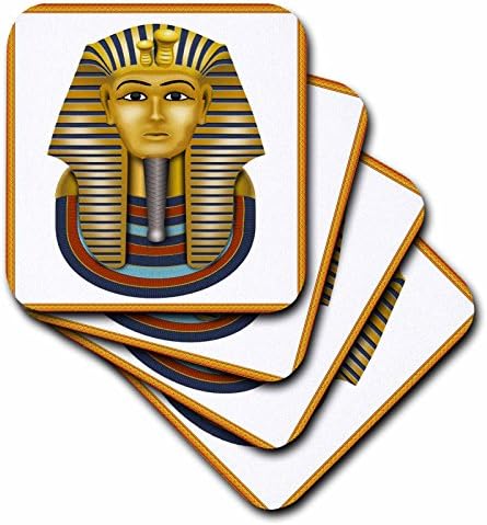 3dRose CST_39627_2 Врамени Египетски Крал Тут Меки Подлоги, Сет од 8