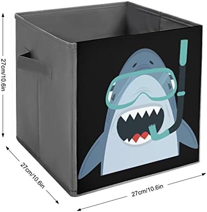 Симпатична Бела Ајкула Со Нуркање Склопувачки Корпи За Складирање Ткаенини Организатор Кутија За Преклопување Со Рачки