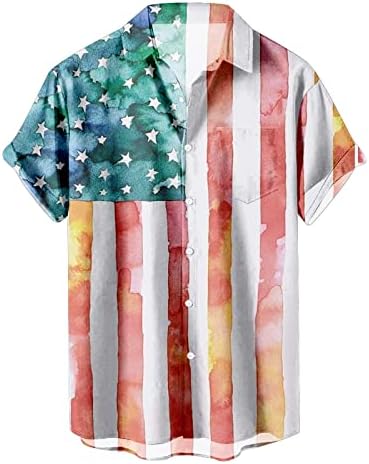 2023 година Нови машко знаме Патриотски кошули за мажи 4 -ти јули за кратки ракави за мажите, се потсмеваат на вратот, поставен долго