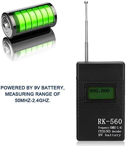 RK560 Mini Radio Frequency Counter Meter, 50MHz-2.4GHz Countersence Counter со CTCSS / DCS декодер, преносен мерач на рачна фреквенција, 1K / 0,1K.