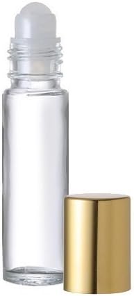 Гранд парфеми 12 парчиња - 10 ml чисти стаклени шишиња со ролери со пластични инсерти за ролери и златни метални капачиња есенцијално масло парфем ролон шишиња за усни