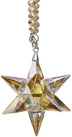 QF кристален украс стаклен приврзок утрински божиќен украс во форма на starвезда, декор за колекционерски кристал, шампањ