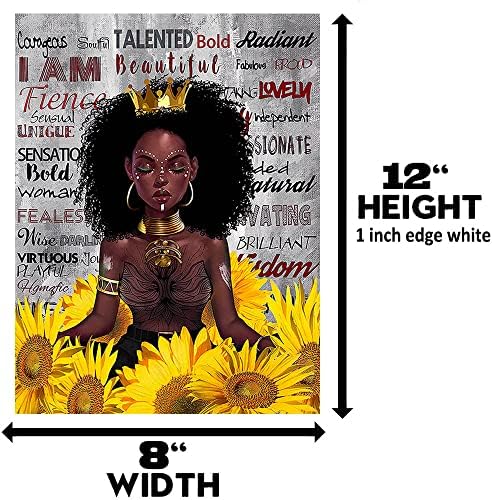 Na црна девојка магична wallидна декор Инспиративна црна кралица сончогледна wallидна уметност Афроамериканец сликарство за домашна дневна соба Декорација на спална ?