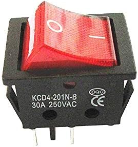Moonlight Rocker Switch со висока струја 30A 250VAC осветлена црвена вклучена DPST 4PINS правоаголна 31x25mm