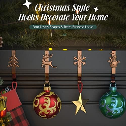 Носител на божиќни порибници на Ројлван за мантија, метални Божиќни закачалки за божиќни куки за украси со не -лизгачка подлога за Божиќна