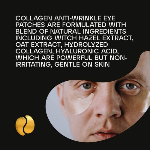 Закрпи за третман на очите - 24К златни маски за очи за подуени очи, торби за очи, темни кругови, анти -брчки за жени и мажи со колаген