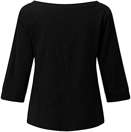 MTSDJSKF жени 3/4 врвови за ракави за лето V вратот графички маички за лебава лабава фит туника симпатична маица цветна блуза