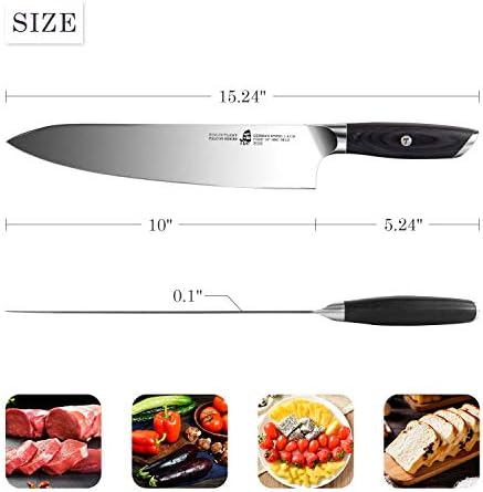 Туо готвач нож 10 “и нож за сечење 6,5”, про -кујнски нож за домашен ресторан, германски HC Steel Pakkawood Hande со кутија за подароци