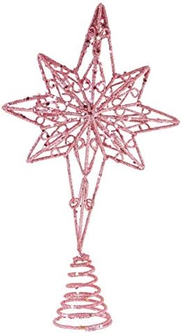 Бестојард Божиќни Украси 8 Зашилени Ѕвездени Дрвја Топер Железо Сјај Новогодишна Елка Шуплива Ѕвезда Божиќна Декорација Забава Материјали