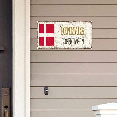 Madcolitote персонализиран Данска улица знак рустикален копенхаген знаме дрво знаци фарма куќа wallидна уметност рустикална wallидна украси за