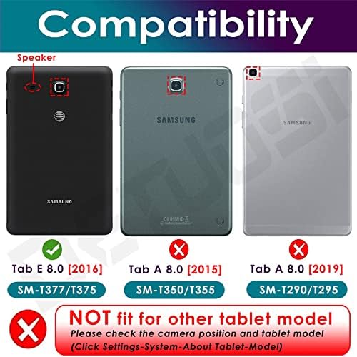 Detuosi Samsung Galaxy Tab E 8.0 Case , Galaxy Tab E 8.0 инчен таблет покритие, тенок фолио PU кожен заштитен обвивка за школки со повеќе агли